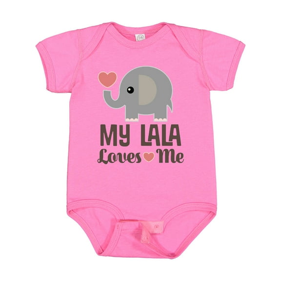 Inktastic My Lala Loves Me Grandkids Elephant Boys or Girls Baby Bodysuit
