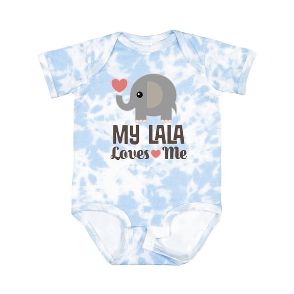 Inktastic My Lala Loves Me Grandkids Elephant Boys or Girls Baby Bodysuit