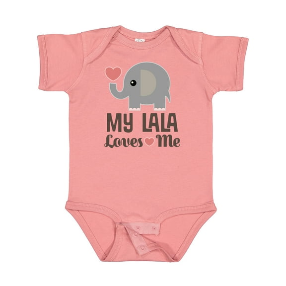 Inktastic My Lala Loves Me Grandkids Elephant Boys or Girls Baby Bodysuit