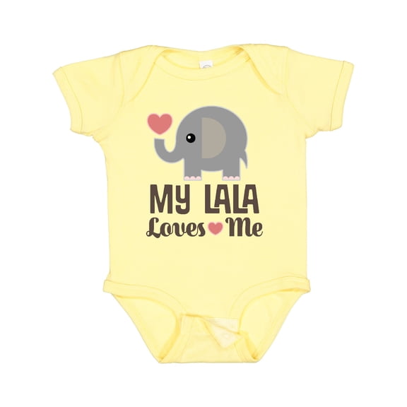 Inktastic My Lala Loves Me Grandkids Elephant Boys or Girls Baby Bodysuit