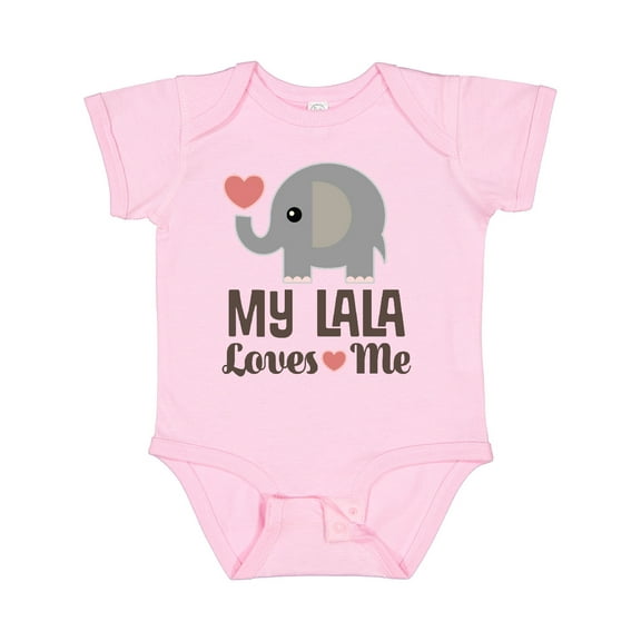 Inktastic My Lala Loves Me Grandkids Elephant Boys or Girls Baby Bodysuit