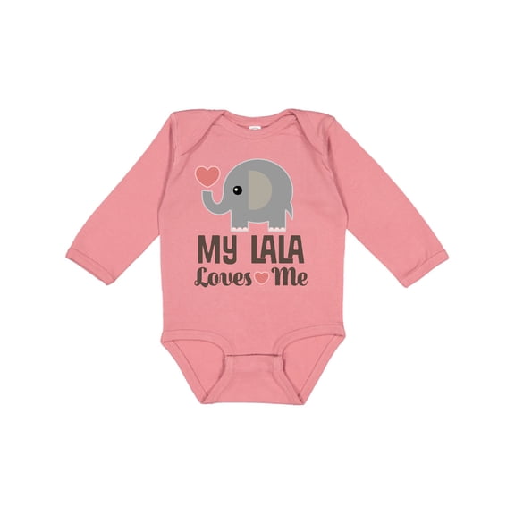 Inktastic My Lala Loves Me Grandkids Elephant Boys or Girls Long Sleeve Baby Bodysuit