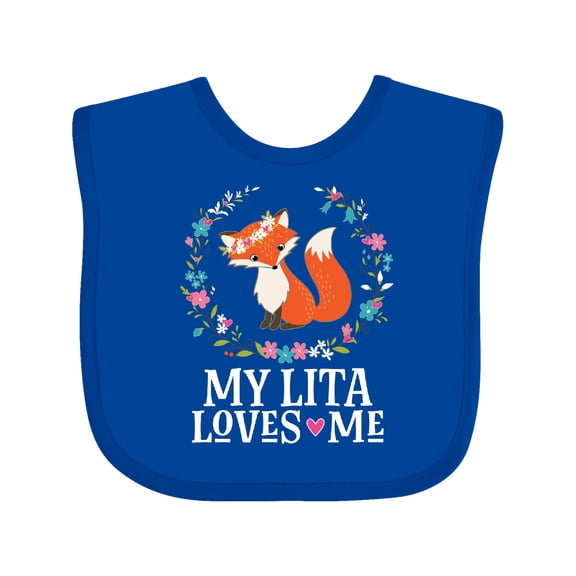 Inktastic My Lita Loves Me Girls Grandchild Fox Girls Baby Bib