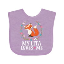 Inktastic My Lita Loves Me Girls Grandchild Fox Girls Baby Bib