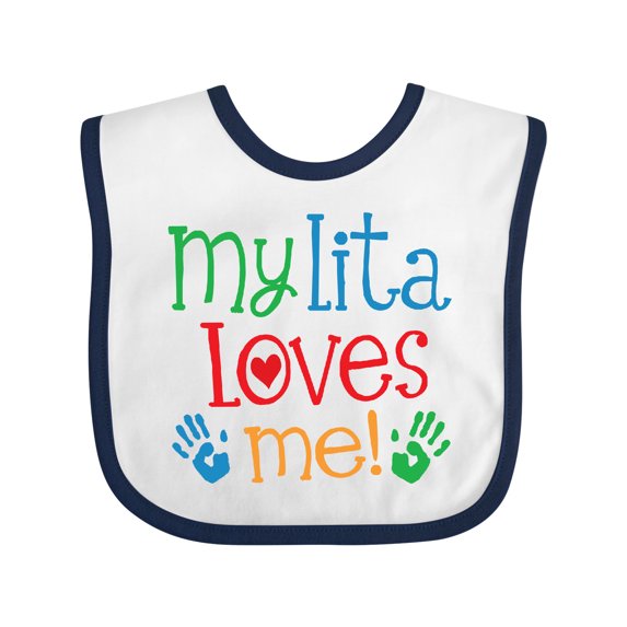 Inktastic My Lita Loves Me Grandchild Boys or Girls Baby Bib