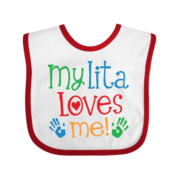 Inktastic My Lita Loves Me Grandchild Boys or Girls Baby Bib