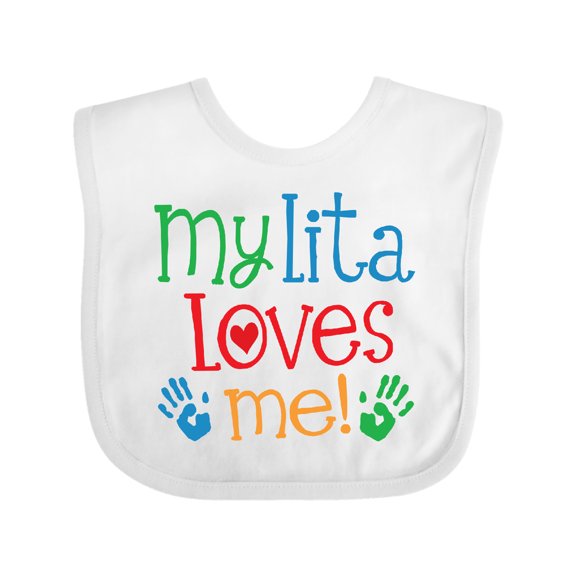 Inktastic My Lita Loves Me Grandchild Boys or Girls Baby Bib