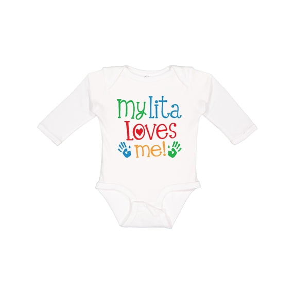Inktastic My Lita Loves Me Grandchild Boys or Girls Long Sleeve Baby Bodysuit