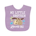 thumbnail image 1 of Inktastic My Little Brother Loves Me with Sloth and Hearts Boys or Girls Baby Bib, 1 of 4