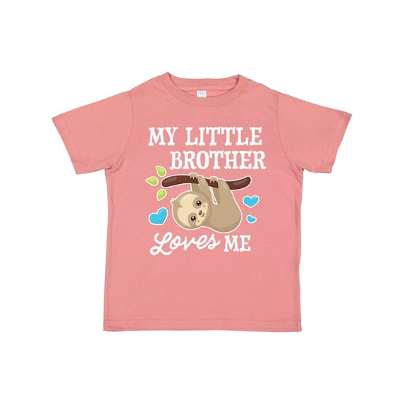 Inktastic My Little Brother Loves Me with Sloth and Hearts Boys or Girls Toddler T-Shirt