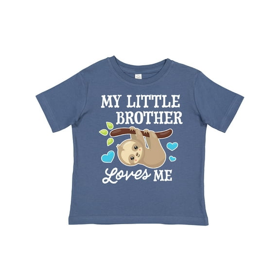 Inktastic My Little Brother Loves Me with Sloth and Hearts Boys or Girls Toddler T-Shirt