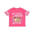thumbnail image 1 of Inktastic My Little Brother Loves Me with Sloth and Hearts Boys or Girls Toddler T-Shirt, 1 of 5