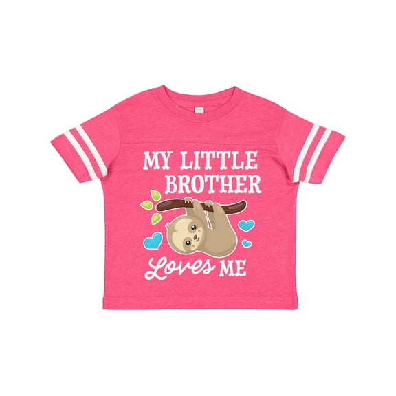 Inktastic My Little Brother Loves Me with Sloth and Hearts Boys or Girls Toddler T-Shirt