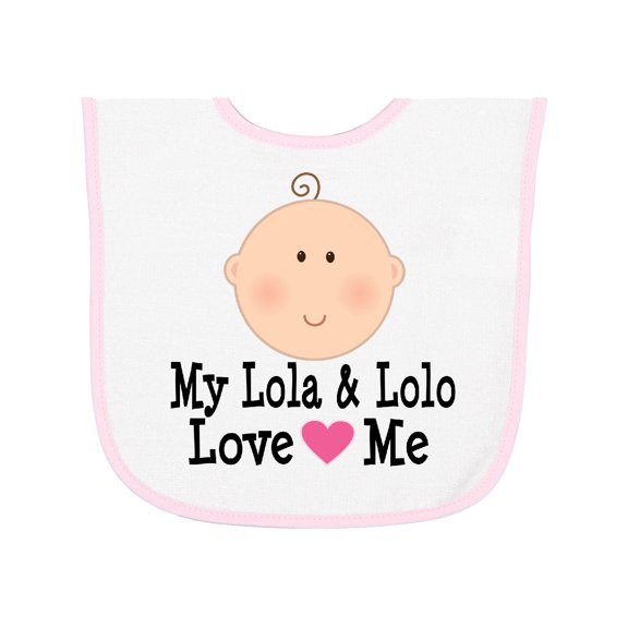 Inktastic My Lola and Lolo Love Me Baby Terry Cloth Bib