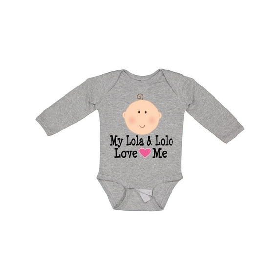 Inktastic My Lola and Lolo Love Me Girls Long Sleeve Baby Bodysuit