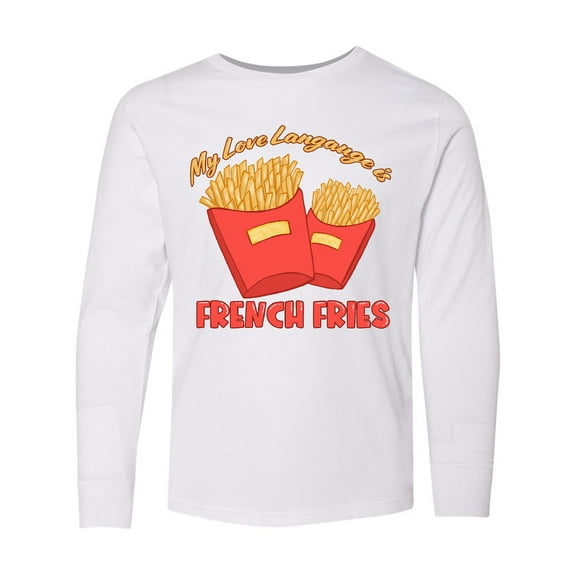 Inktastic My Love Language is French Fries Long Sleeve Youth T-Shirt