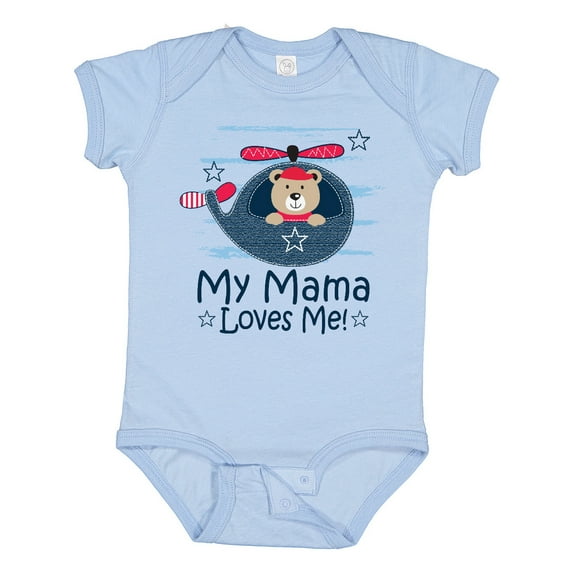 Inktastic My Mama Loves Me Boys Helicopter Boys Baby Bodysuit