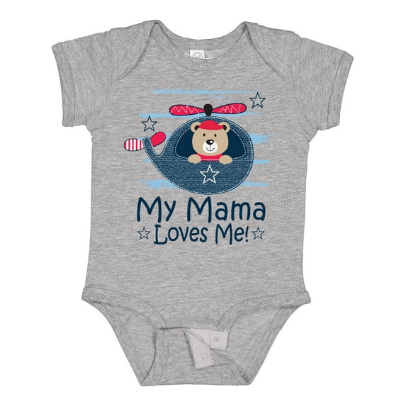 Inktastic My Mama Loves Me Boys Helicopter Boys Baby Bodysuit