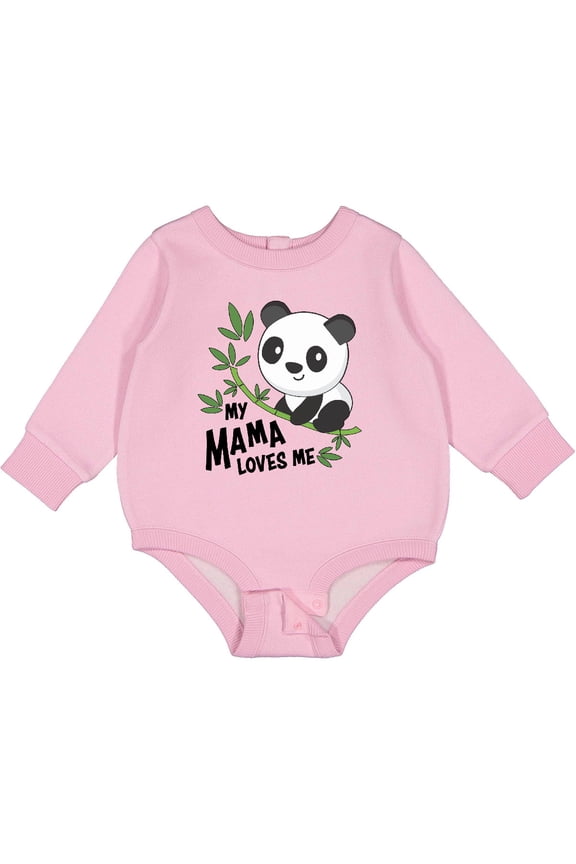 My Mama Loves Me Cute Panda Baby Fleece Bodysuit