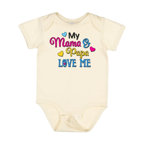 Inktastic My Mama and Papa Love Me with Hearts Boys or Girls Baby Bodysuit