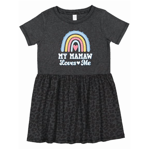 Inktastic My Mamaw Loves Me Girls Retro Rainbow Girls Toddler Dress