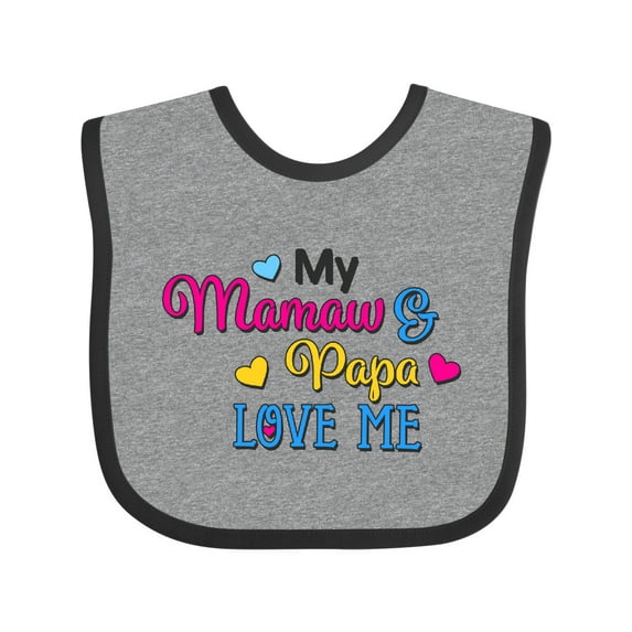 Inktastic My Mamaw and Papa Love Me with Hearts Boys or Girls Baby Bib