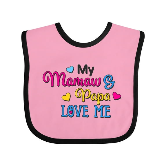 Inktastic My Mamaw and Papa Love Me with Hearts Boys or Girls Baby Bib
