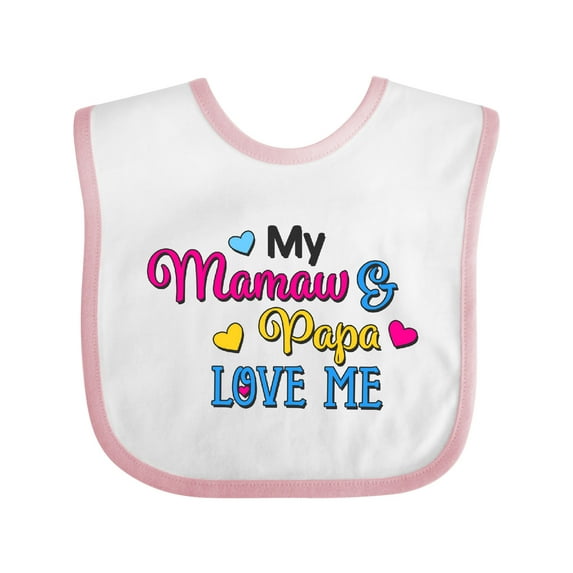 Inktastic My Mamaw and Papa Love Me with Hearts Boys or Girls Baby Bib