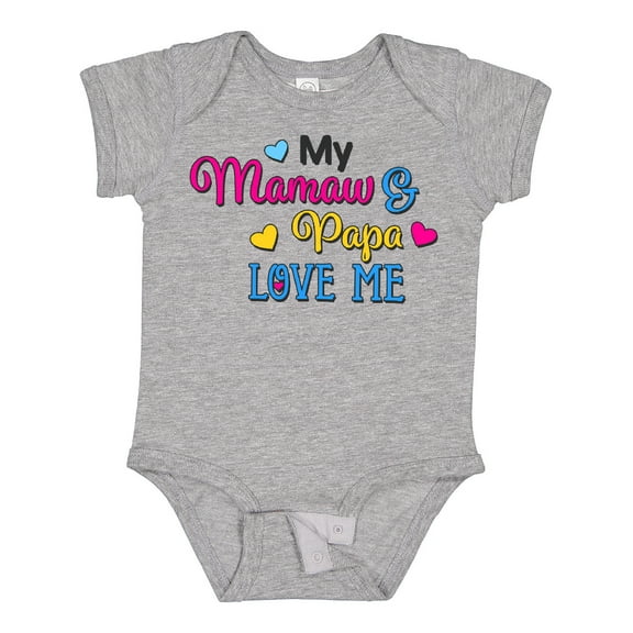 Inktastic My Mamaw and Papa Love Me with Hearts Boys or Girls Baby Bodysuit
