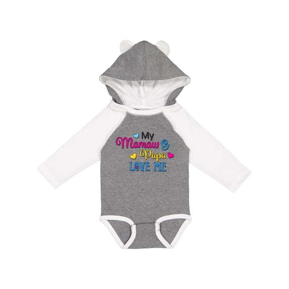 Inktastic My Mamaw and Papa Love me with Hearts Boys or Girls Long Sleeve Baby Bodysuit