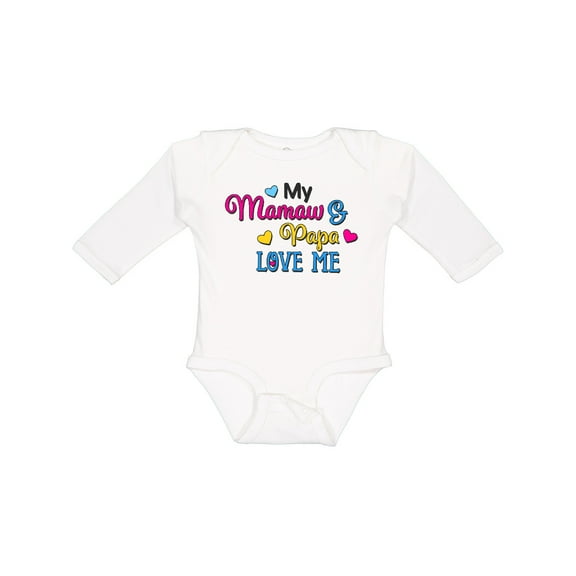 Inktastic My Mamaw and Papa Love me with Hearts Boys or Girls Long Sleeve Baby Bodysuit