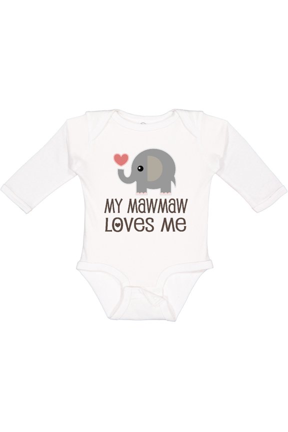 My Mawmaw Loves Me Baby Grandchild Boys or Girls Long Sleeve Baby Bodysuit