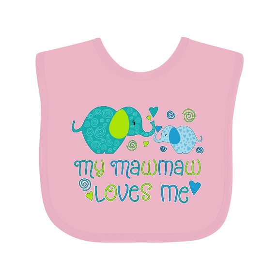 Inktastic My Mawmaw Loves Me Cute Elephants Boys or Girls Baby Bib