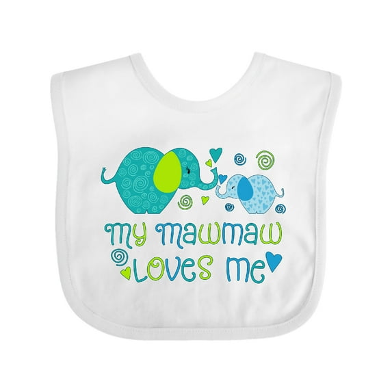Inktastic My Mawmaw Loves Me Cute Elephants Boys or Girls Baby Bib