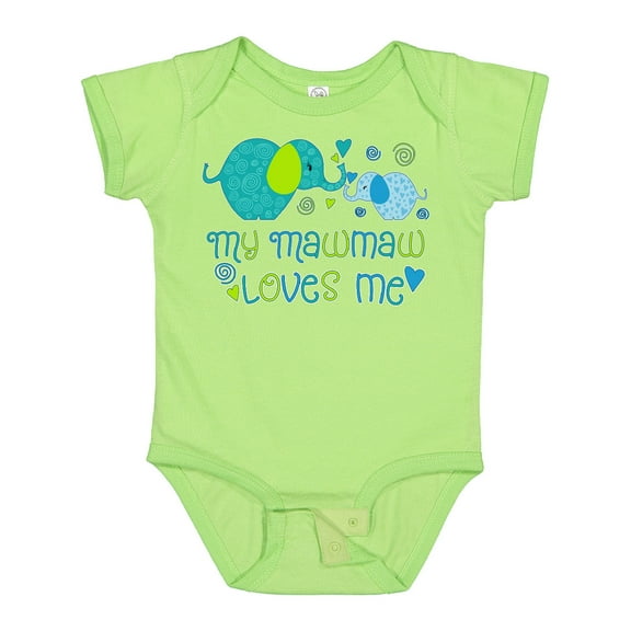 Inktastic My Mawmaw Loves Me Cute Elephants Boys or Girls Baby Bodysuit