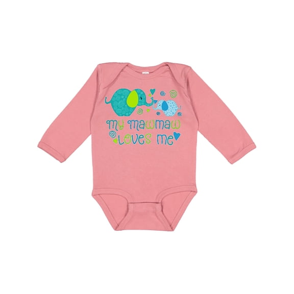 Inktastic My Mawmaw Loves Me Cute Elephants Boys or Girls Long Sleeve Baby Bodysuit