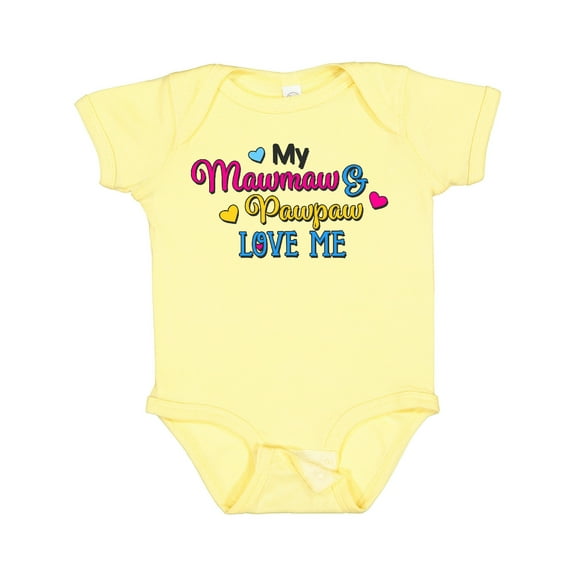 Inktastic My Mawmaw and Pawpaw Love Me with Hearts Boys or Girls Baby Bodysuit