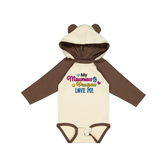 Inktastic My Mawmaw and Pawpaw Love Me with Hearts Boys or Girls Long Sleeve Baby Bodysuit