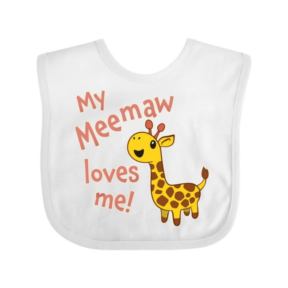 Inktastic My Meemaw Loves Me- Cute Giraffe Boys or Girls Baby Bib