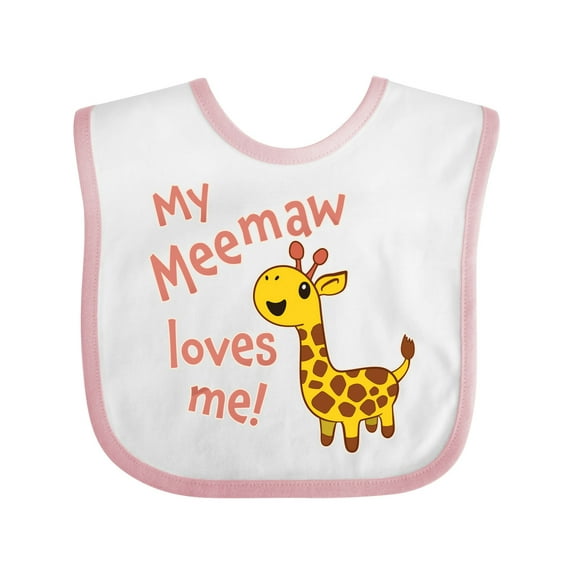 Inktastic My Meemaw Loves Me- Cute Giraffe Boys or Girls Baby Bib