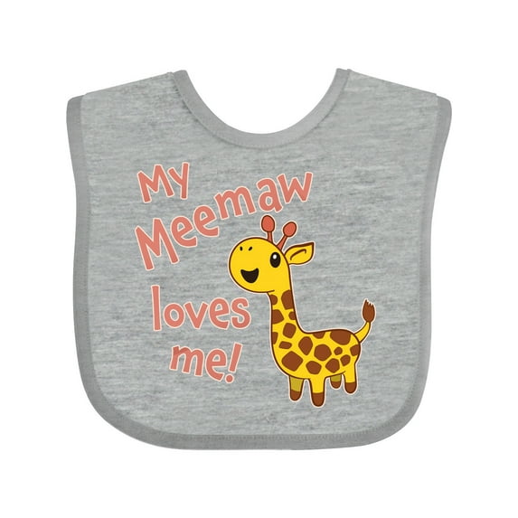 Inktastic My Meemaw Loves Me- Cute Giraffe Boys or Girls Baby Bib