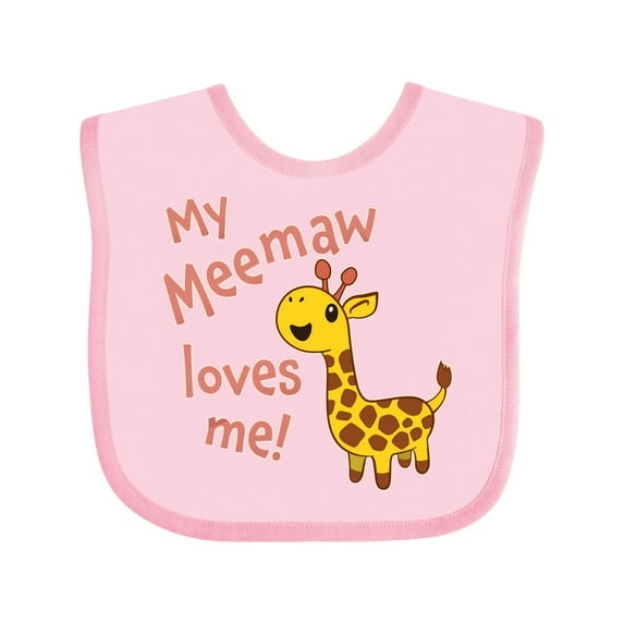 Inktastic My Meemaw Loves Me- Cute Giraffe Boys or Girls Baby Bib