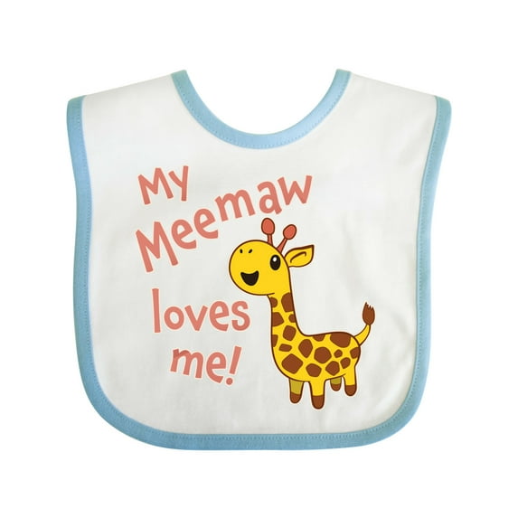 Inktastic My Meemaw Loves Me- Cute Giraffe Boys or Girls Baby Bib