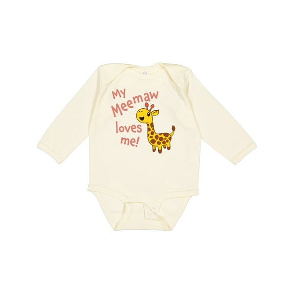 Inktastic My Meemaw Loves Me- Cute Giraffe Boys or Girls Long Sleeve Baby Bodysuit