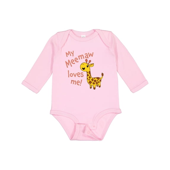 Inktastic My Meemaw Loves Me- Cute Giraffe Boys or Girls Long Sleeve Baby Bodysuit