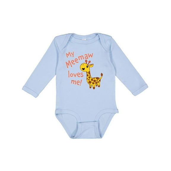 Inktastic My Meemaw Loves Me- Cute Giraffe Boys or Girls Long Sleeve Baby Bodysuit