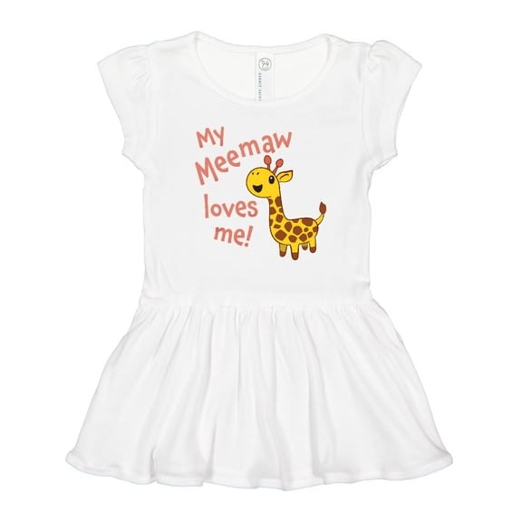 Inktastic My Meemaw Loves Me- Cute Giraffe Girls Toddler Dress