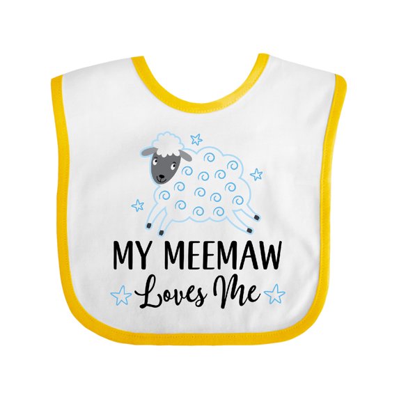 Inktastic My Meemaw Loves Me Lamb Boys or Girls Baby Bib