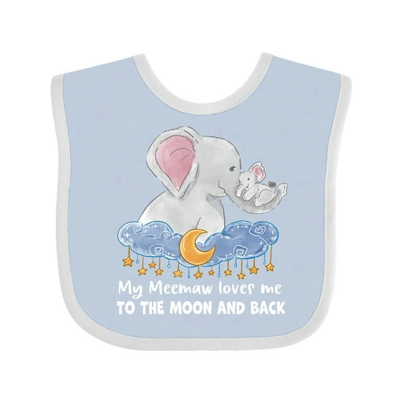 Inktastic My Meemaw Loves Me to the Moon and Back Elephant Family Boys or Girls Baby Bib