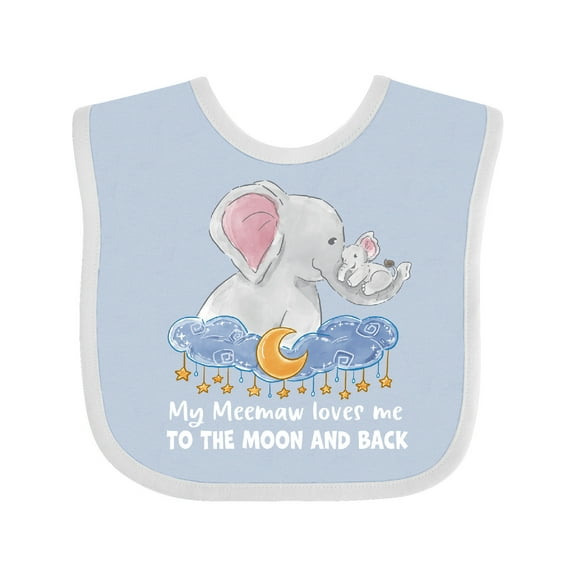 Inktastic My Meemaw Loves Me to the Moon and Back Elephant Family Boys or Girls Baby Bib